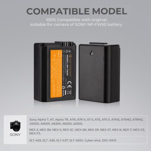 K&F Concept FW50 akkumulátor, 1100mAh