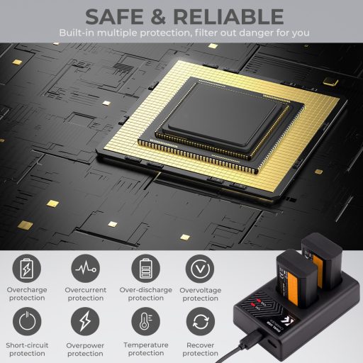 K&F Concept hordozható dupla USB-C akkumulátor BC-TRW töltő + 2db FW50 akkumulátor 1100mAh