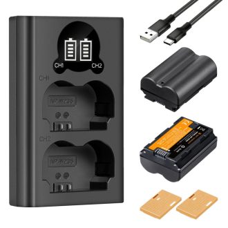   K&F Concept hordozható dupla USB-C akkumulátor NP-W235 töltő, LCD + 2db NP-W235 akkumulátor 2200mAh