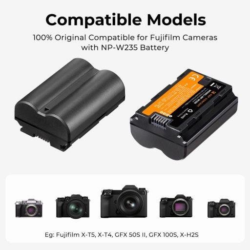 K&F Concept hordozható dupla USB-C akkumulátor NP-W235 töltő, LCD + 2db NP-W235 akkumulátor 2200mAh