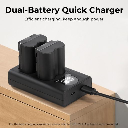 K&F Concept hordozható dupla USB-C akkumulátor NP-W235 töltő, LCD + 2db NP-W235 akkumulátor 2200mAh