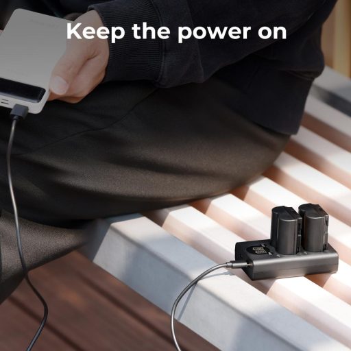 K&F Concept hordozható dupla USB-C akkumulátor NP-W235 töltő, LCD + 2db NP-W235 akkumulátor 2200mAh