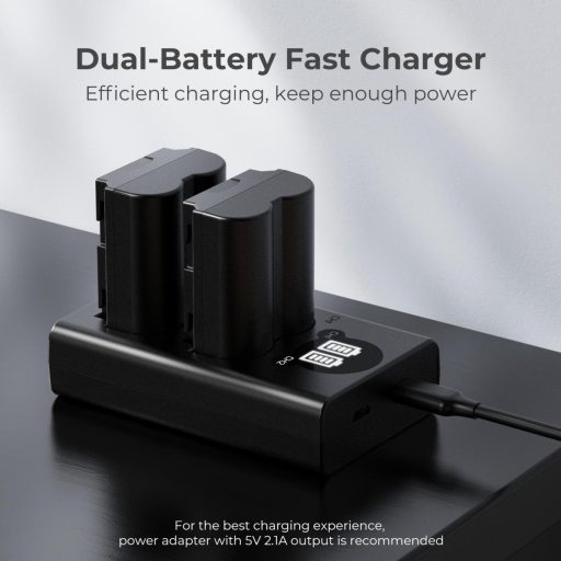 K&F Concept hordozható dupla NP-W235 akkumulátor töltő, LCD, USB-C, 2db NP-W235 akkumulátorhoz