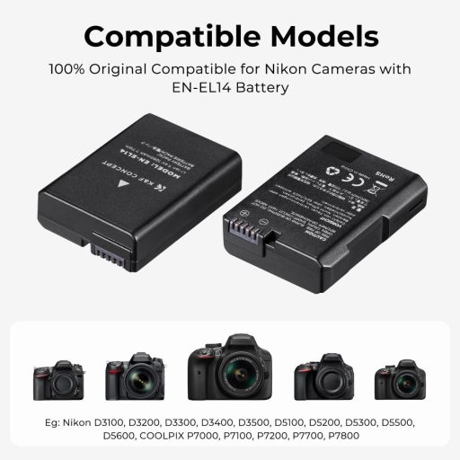 K&F Concept EN-EL14 akkumulátor, 1050mAh