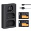 K&F Concept hordozható dupla USB-C akkumulátor LC-E6 töltő, LCD + 2db LP-E6NH akkumulátor 2250mAh