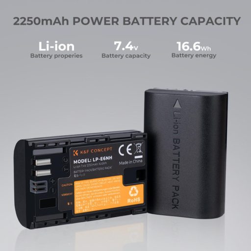 K&F Concept LP-E6NH akkumulátor, 2250mAh
