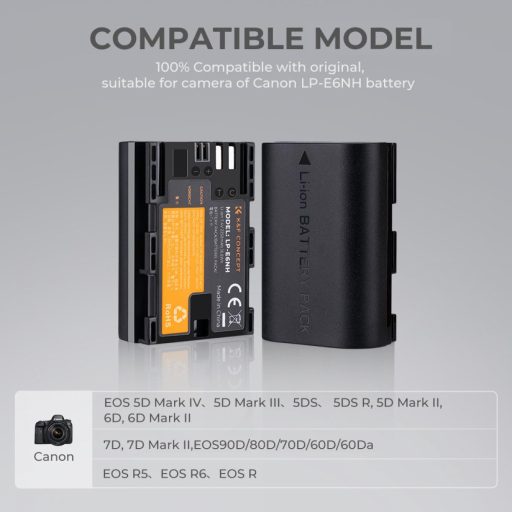K&F Concept LP-E6NH akkumulátor, 2250mAh