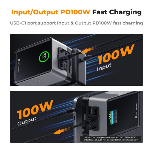 K&F Concept V-Mount Mini Pro akkumulátor, 99Wh, 14.8V, 6700mAH, 100W, BP, D-TAP, TFT kijelző, fekete