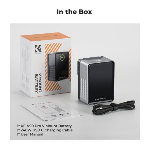 K&F Concept V-Mount Mini Pro akkumulátor, 99Wh, 14.8V, 6700mAH, 100W, BP, D-TAP, TFT kijelző, fekete