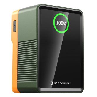   K&F Concept V-Mount Mini Pro akkumulátor, 99Wh, 14.8V, 6700mAH, 100W, BP, D-TAP, TFT kijelző, zöld