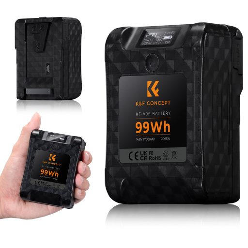 K&F Concept V-Mount akkumulátor, 99Wh, 14.8V, 6700mAH, PD65W, oled kijelző