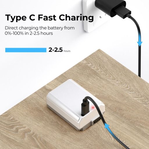 K&F Concep NP-FW50 akkumulátor, 2db, 1100mAh, USB-C csatlakozóval