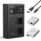 K&F Concept hordozható dupla USB-C akkumulátor LC-E12E töltő + 2db LP-E8 akkumulátor 1250mAh