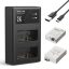K&F Concept hordozható dupla USB-C akkumulátor LC-E12E töltő + 2db LP-E8 akkumulátor 1250mAh