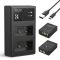 K&F Concept hordozható dupla USB-C akkumulátor BC-W126 töltő + 2db NP-W126 akkumulátor 1300mAh