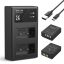K&F Concept hordozható dupla USB-C akkumulátor BC-W126 töltő + 2db NP-W126 akkumulátor 1300mAh