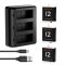 K&F Concept hordozható tripla USB-C akkumulátor töltő +3db GoPro Hero 12/11/10/9 akkumulátor 1730mAh