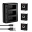 K&F Concept hordozható tripla USB-C akkumulátor töltő +3db GoPro Hero 12/11/10/9 akkumulátor 1730mAh