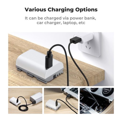 K&F Concept LP-E6NH akkumulátor, 2db, 2250mAh, USB-C csatlakozóval