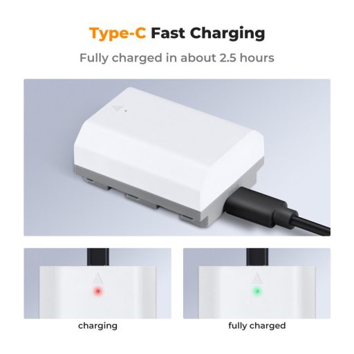 K&F Concept NP-FZ100 akkumulátor, 2db, 2600mAh, USB-C csatlakozóval