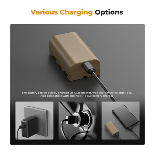 K&F Concep NP-F550 akkumulátor 3500mAh, USB-C csatlakozóval