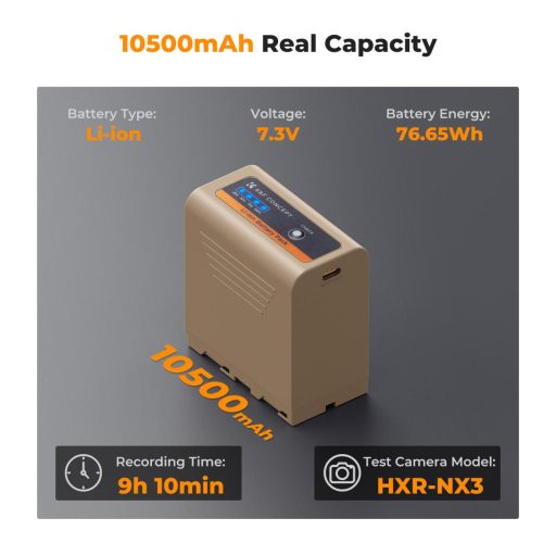 K&F Concep NP-F970 akkumulátor 10500mAh, USB-C csatlakozóval