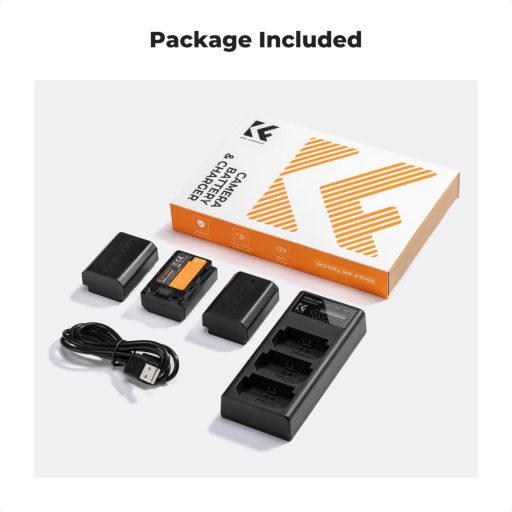 K&F Concept hordozható tripla USB-C akkumulátor BC-QZ1 töltő, LCD + 3db FZ100 akkumulátor 2280mAh