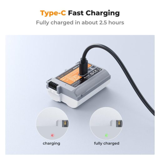 K&F Concept EN-EL15C akkumulátor 2600mAh, USB-C csatlakozóval