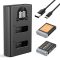 K&F Concept hordozható dupla USB-C akkumulátor CB-2LHE töltő, LCD + 2db NB-13L akkumulátor 1250mAh