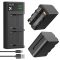 K&F Concept hordozható dupla USB-C akkumulátor NP-F970 töltő + 2db NP-F970 akkumulátor 6600mAh