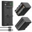 K&F Concept hordozható dupla USB-C akkumulátor NP-F970 töltő + 2db NP-F970 akkumulátor 6600mAh