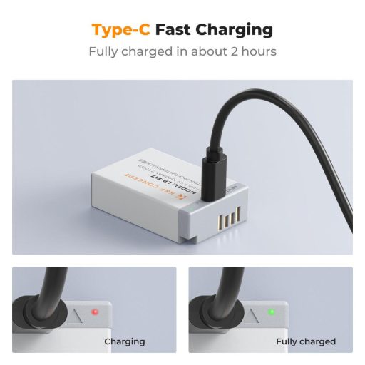K&F Concept LP-E17 akkumulátor 1040mAh, USB-C csatlakozóval, 2db