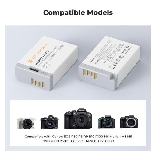 K&F Concept LP-E17 akkumulátor 1040mAh, USB-C csatlakozóval, 2db