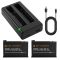 K&F Concept hordozható dupla USB-C akkumulátor töltő + 2db Insta 360 X4 akkumulátor 2350mAh