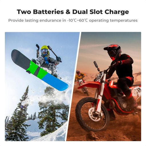 K&F Concept hordozható dupla USB-C akkumulátor töltő + 2db Insta 360 X4 akkumulátor 2350mAh