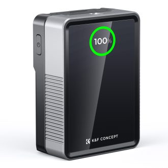   K&F Concept V-Mount Mini Pro akkumulátor, 50Wh, 3400mAh, 65W töltés, D-TAP, BP, DC, TFT kijelző