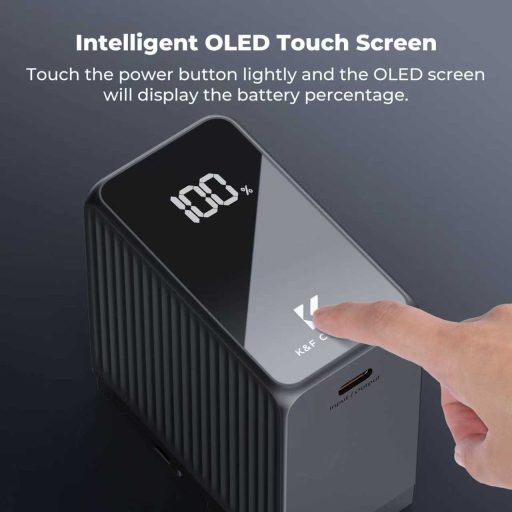 K&F Concept NP-F970 akkumulátor 10500mAh, dupla USB-C I/O, USB-A, érintőkijelző, PD45W, USB