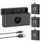 K&F Concept hordozható tripla USB-C akkumulátor töltő, LCD +3db GoPro Hero 13 akkumulátor 2100mAh