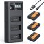 K&F Concept hordozható tripla USB-C akkumulátor LC-E10 töltő, LCD + 3db LP-E10 akkumulátor 1200mAh