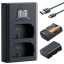 K&F Concept hordozható dupla USB-C akkumulátor LC-E6 töltő, LCD + 2db LP-E6NH akkumulátor 2600mAh