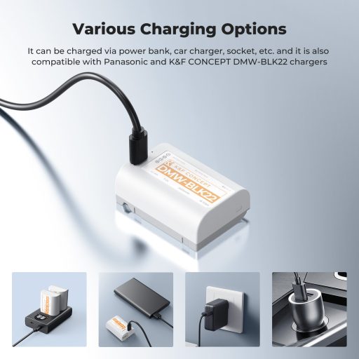 K&F Concept DMW-BLK22 akkumulátor, 2520mAh, USB-C csatlakozóval