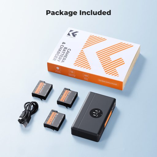 K&F Concept tripla USB-C akkumulátor töltő +3db DJI Osmo 360, Action 5 Pro/4/3 akku 2100mAh