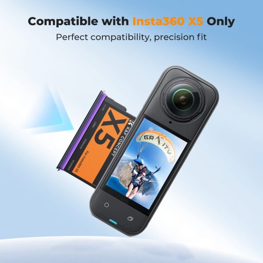 K&F Concept hordozható dupla USB-C akkumulátor töltő +2db Insta 360 X5 akkumulátor, 2700mAh