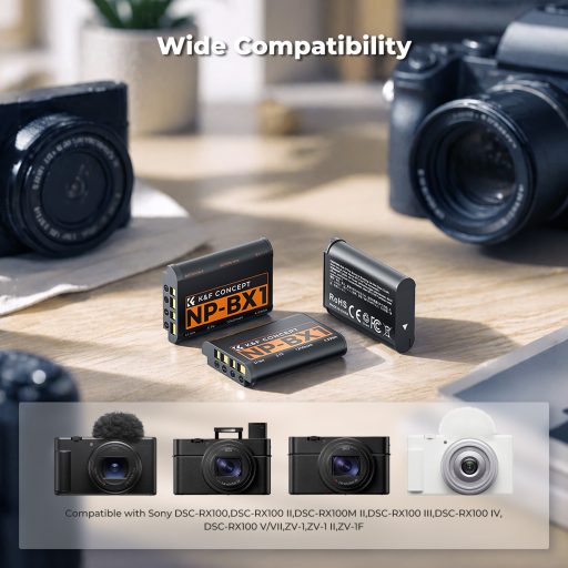 K&F Concept hordozható tripla USB-C akkumulátor NP-BX1 töltő, LCD + 3db NP-BX1 akkumulátor 1240mAh