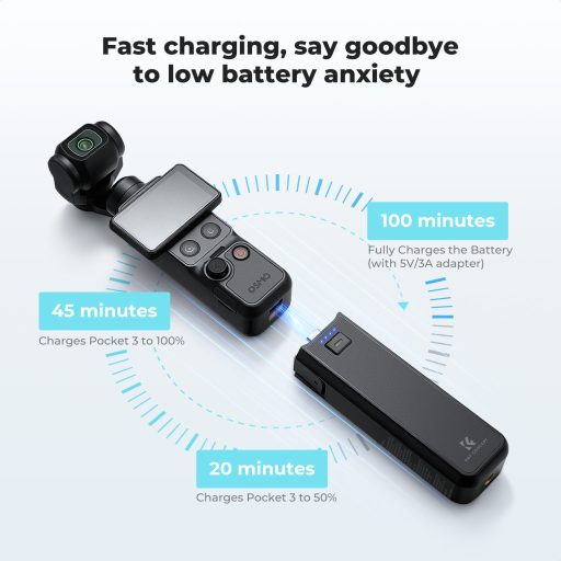 K&F Concept akkus markolat DJI Osmo Pocket 3/4-hez, 5000 mAh, gyorstöltéssel