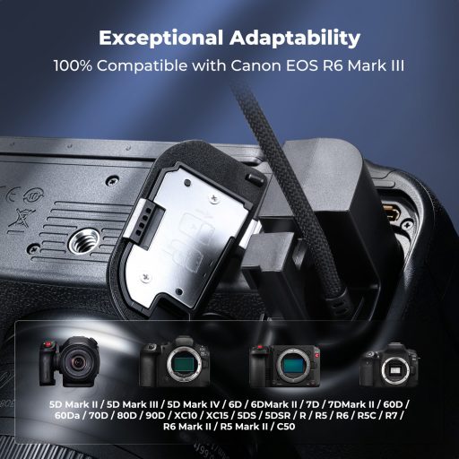 K&F Concept Canon LP-E6P vakakku D-Tap tápkábellel, LP-E6NH/LP-E6N/LP-E6 kompatibilis