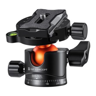   K&F Concept BH-32L állvány gömbfej, 32mm, 12kg teherbírás, vízmérték, arca swiss, 3/8"-1/4"