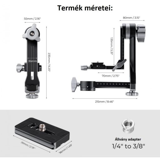 K&F Concept gimbal állványfej, arca swiss, CNC alumínium ötvözet