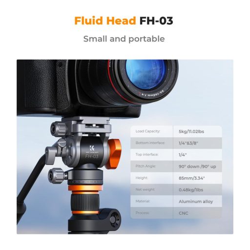 K&F Concept FH-03 Fluid videó állványfej, arca swiss, 5kg teherbírás