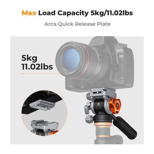 K&F Concept FH-03 Fluid videó állványfej, arca swiss, 5kg teherbírás